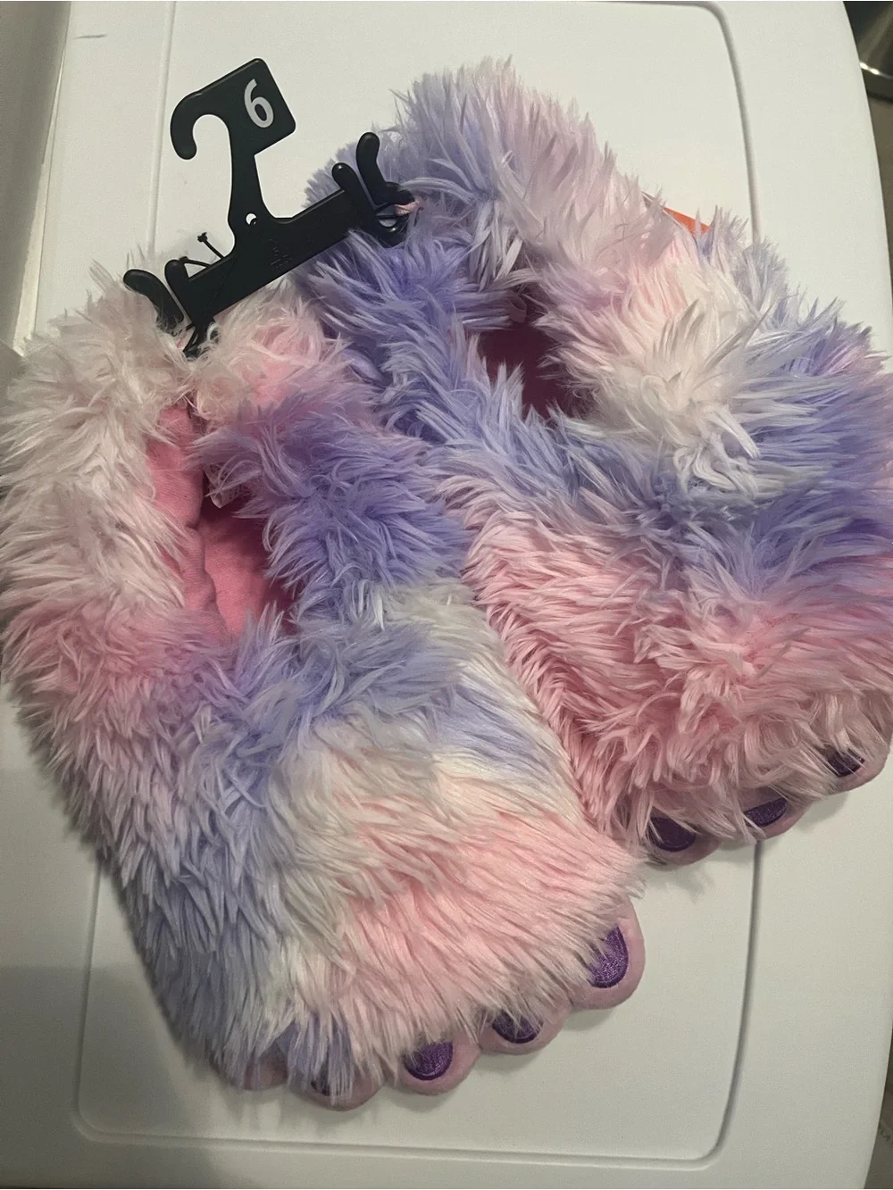 Fluffy Pastel Rainbow Slipper - Pink, Purple, White